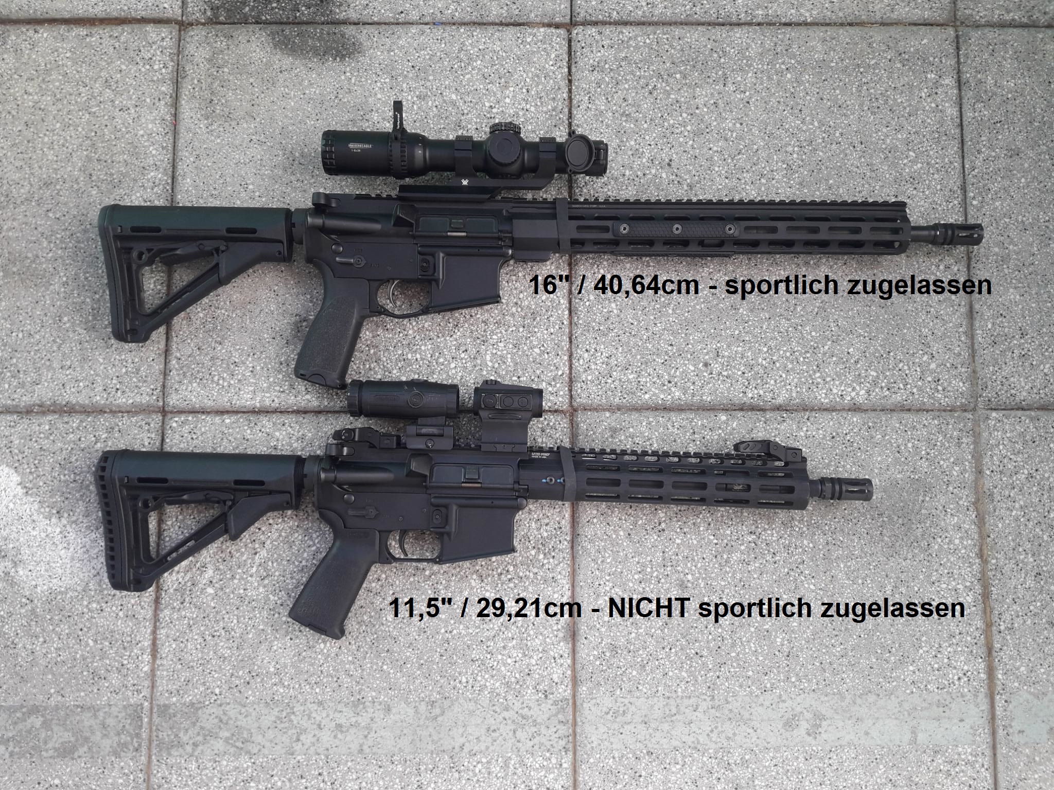 Vergleich Nato Sturmgewehre über und unter 40cm